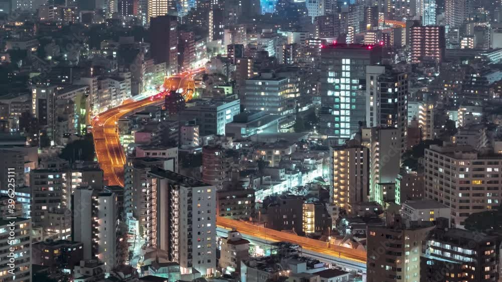 Zoom In Night Timelapse Of A Busy Road High Way In Tokyo Japan Zoom In Night Timelapse Of A Busy Road High Way In Tokyo Japan