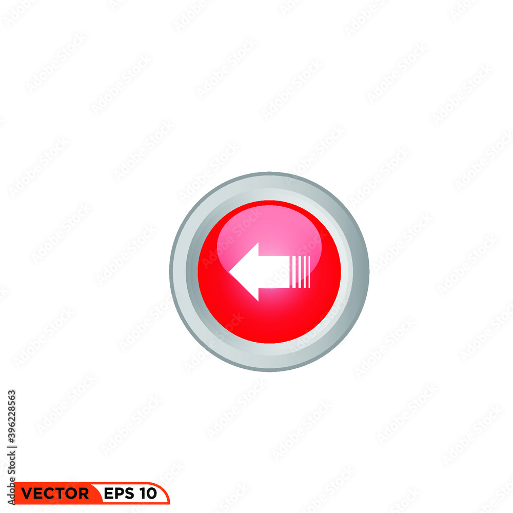 Icon vector graphic of Button Arrow 3D, red light, good for template illustration Icon vector graphic of Button Arrow 3D, red light, good for template illustration