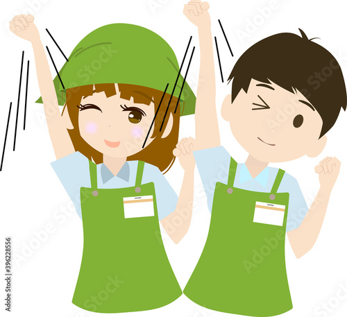 気合の入った店員のイラスト