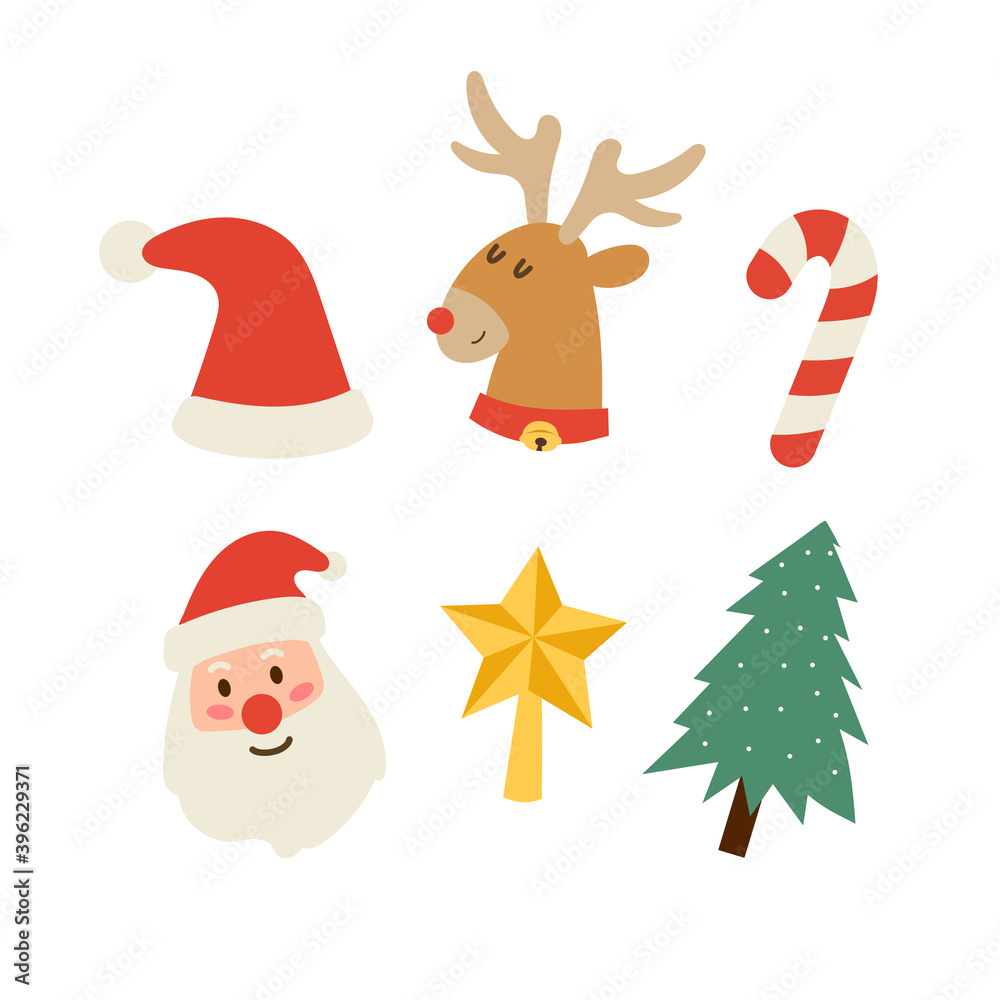 Christmas day icon. Hand drawn Christmas celebration symbol and flat design concept. Vector illustration