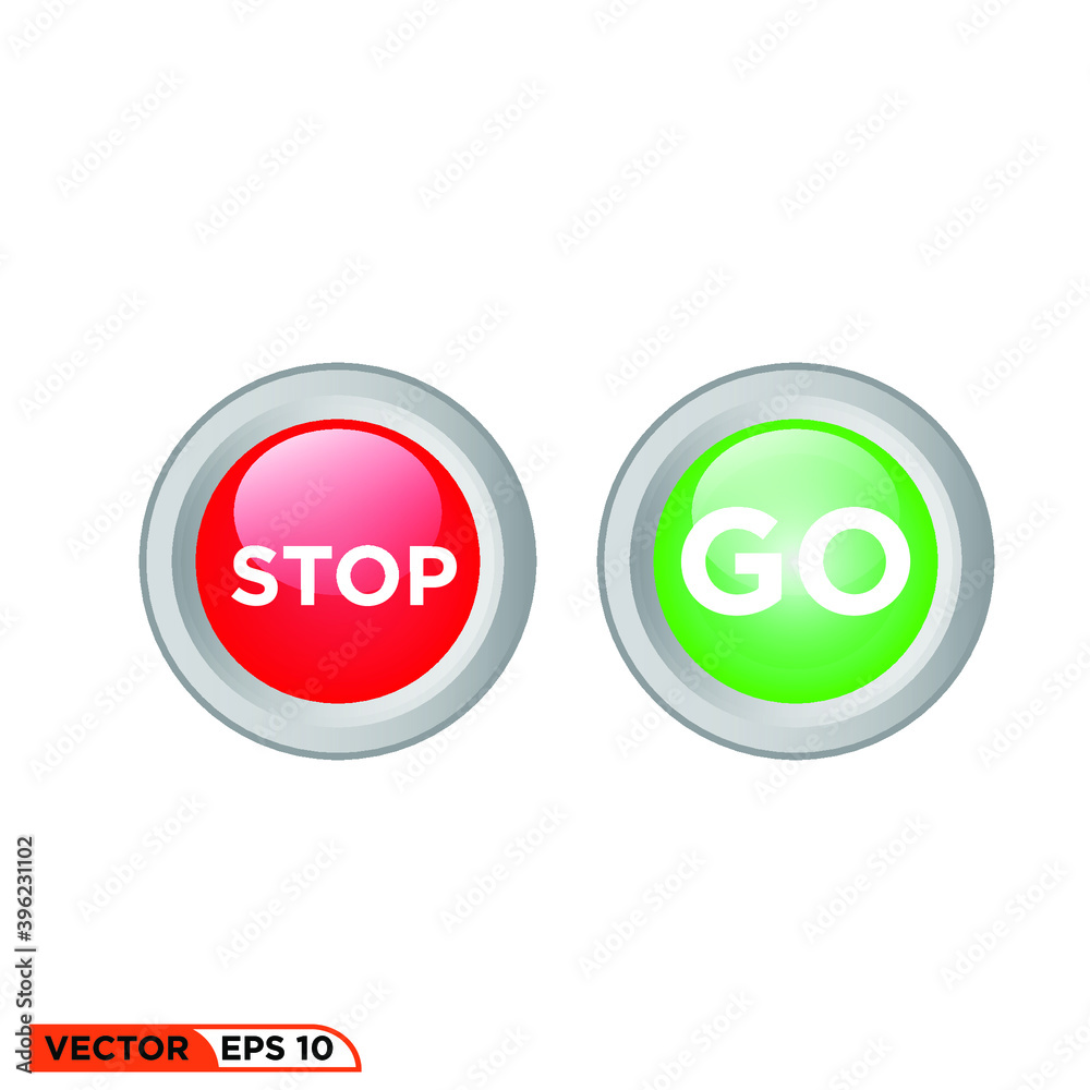 Icon vector graphic of Button Go 3D, green light, red light, good for template illustration Icon vector graphic of Button Go 3D, green light, red light, good for template illustration