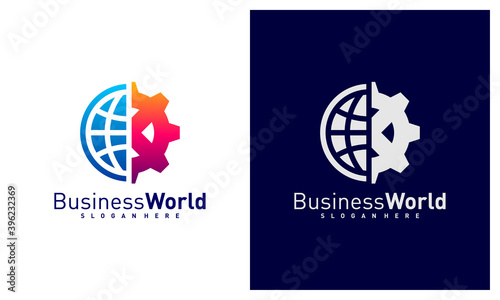 World Gear logo vector template, Creative world logo design concepts © Top Studio