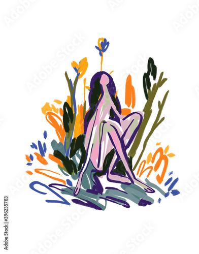 Tela Girl sit and chill in nature white plant and flower