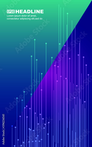 Blue and purple gradient dot line up, sense of science and technology poster background.