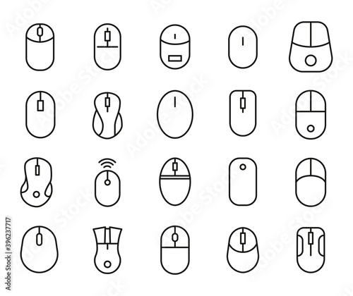 Premium set of computer mouse line icons. photo