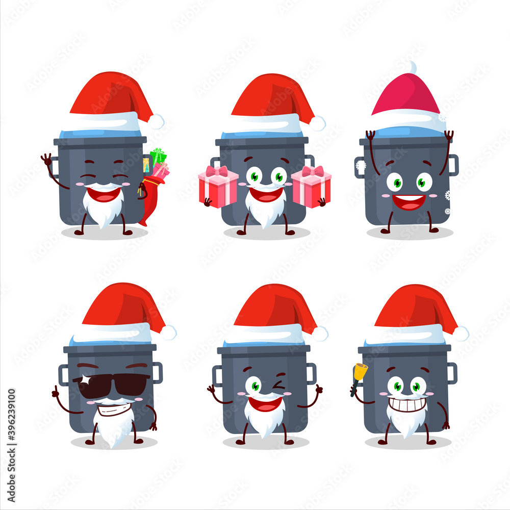Santa Claus emoticons with blue kitchen pan cartoon character