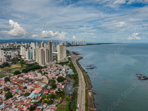 Beautiful aerial view of the Panama City Buildings Parks and marina  © Gian