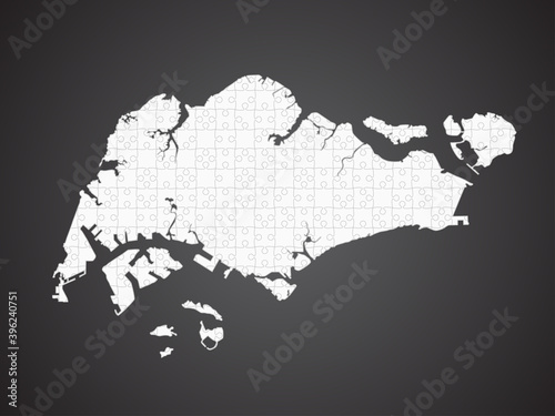 Vector country Singapore, map made puzzle template