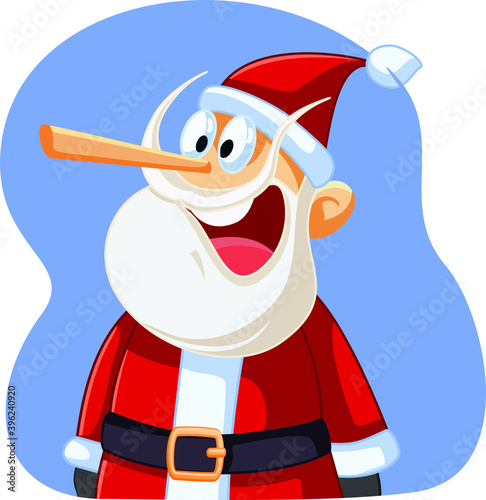 Liar Santa Claus with Long Nose Vector Cartoon