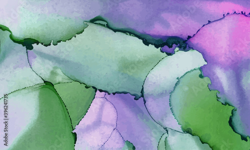 Alcohol ink vector texture banner. Fluid ink abstract background.