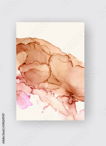 Alcohol ink vector texture banner. Fluid ink abstract background.