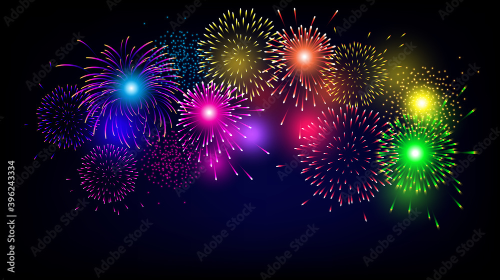 Fototapeta premium Colorful firework for Christmas and Happy New Year celebration