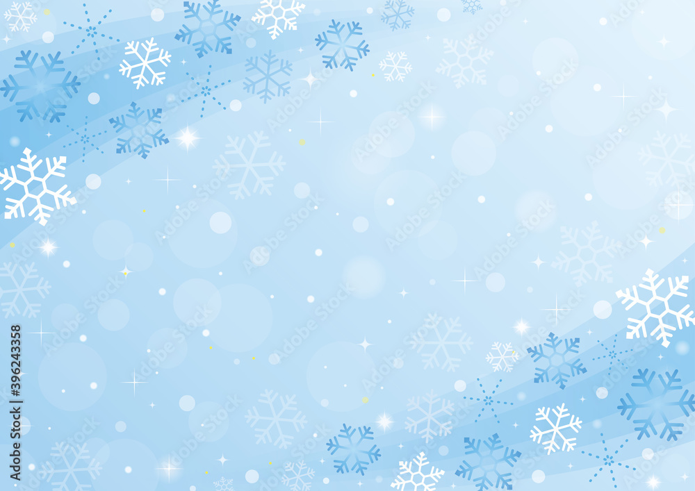 雪の結晶背景イラスト 青 A3横向き Snow Frame Background Stock Vector Adobe Stock