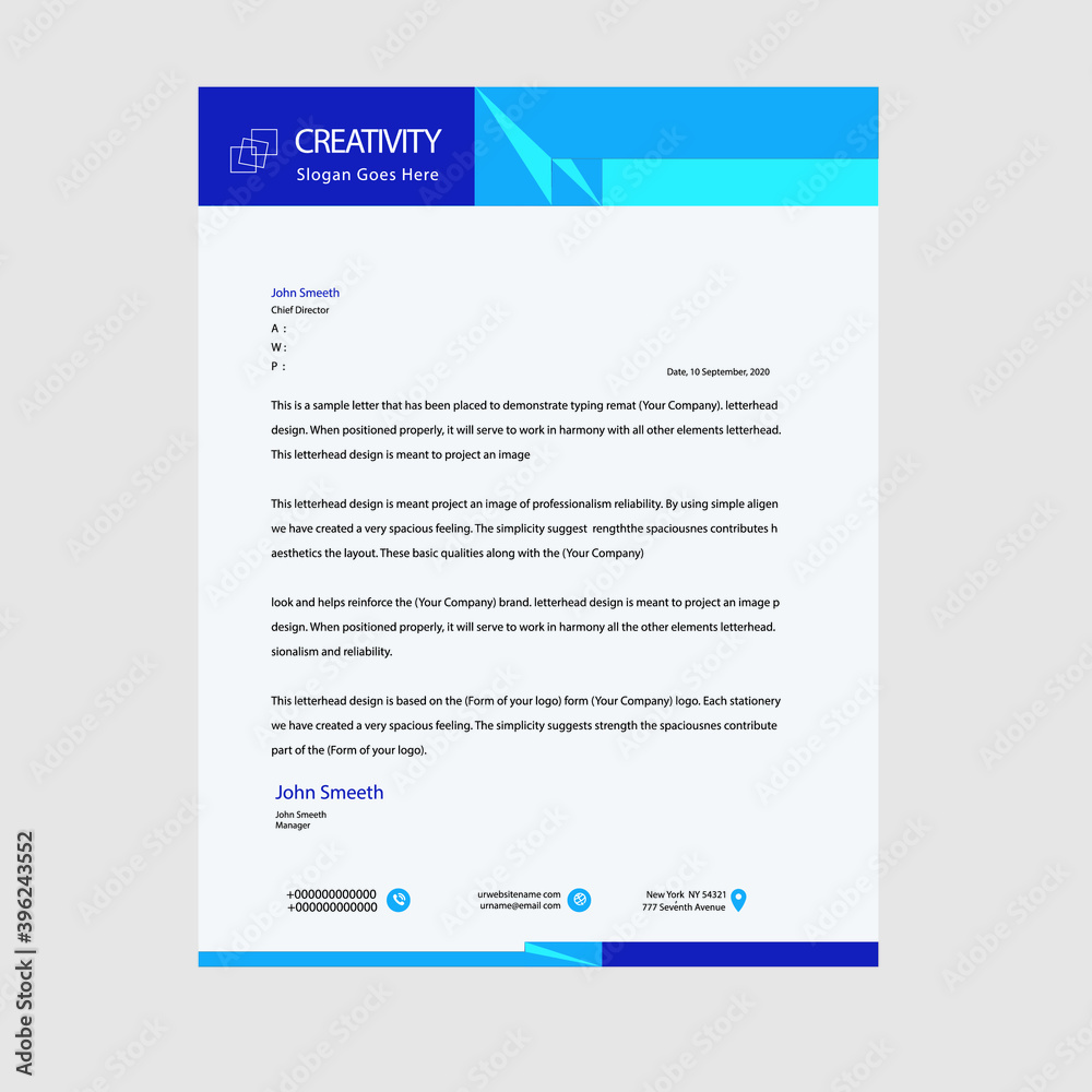 Obraz premium Blue Color Vector Letter Head Template with standard sizes.