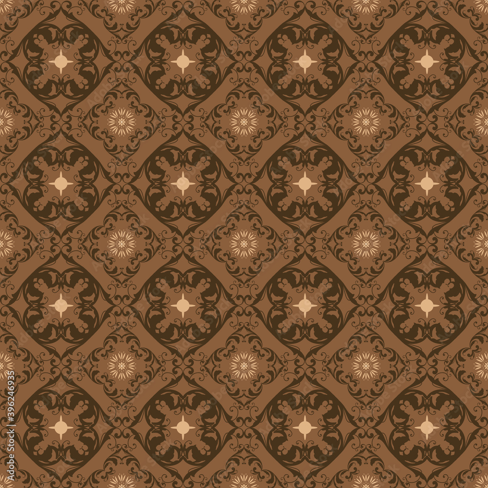 Simple motifs design on Bantul batik with good dark brown color concept.