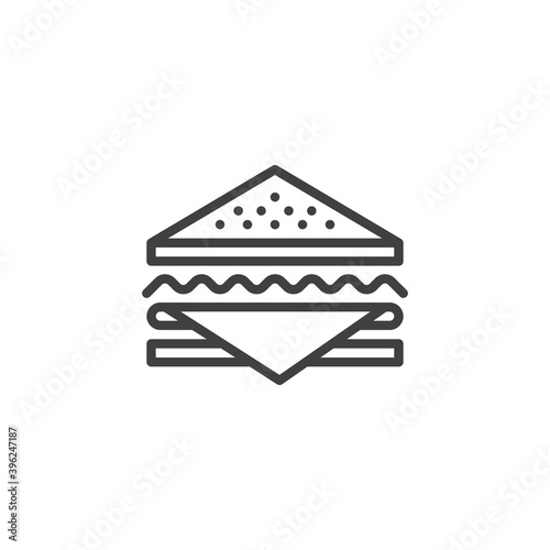 Sandwich with cheese line icon. linear style sign for mobile concept and web design. Cheese sandwich outline vector icon. Symbol, logo illustration. Vector graphics