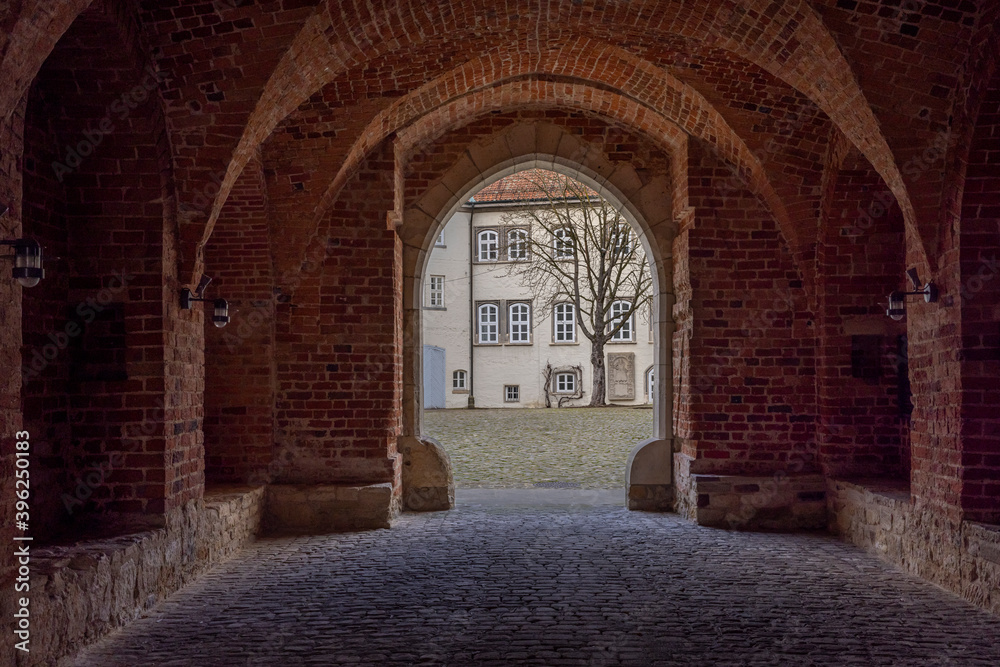 Fototapeta premium Medieval castle courtyard in Lower Saxony, Germany