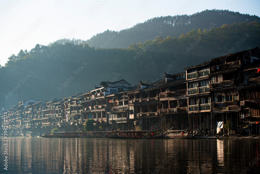 The Old Town of Phoenix (Fenghuang Ancient Town). The popular tourist attraction which is located in Fenghuang County. HuNan, China, 