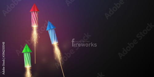 firework and christmas themed Celebration party Happy New Year background design.