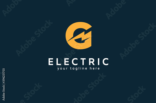 Letter G Electric Logo, letter G with lightning bolt icon inside , tunder bolt design logo template, vector illustration