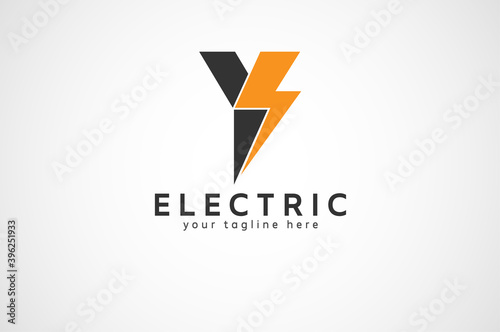 Letter Y Electric Logo, letter Y and lightning bolt combination, tunder bolt design logo template, vector illustration