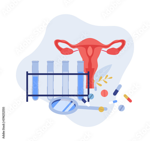 Medical banner for female fertility clinic flat vector illustration isolated.