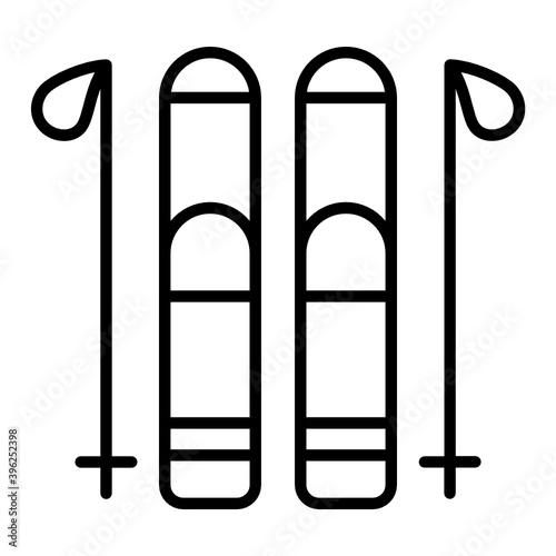 Bindings and Poles Concept, ski equipment Vector Icon Design, Winter Fall activities Symbol on white background,  Cold Weather Sign, Wild Season Elements,