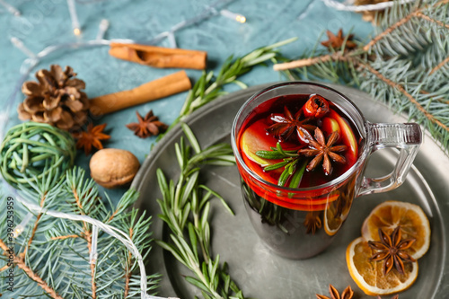 Warm mulled wine with spice...