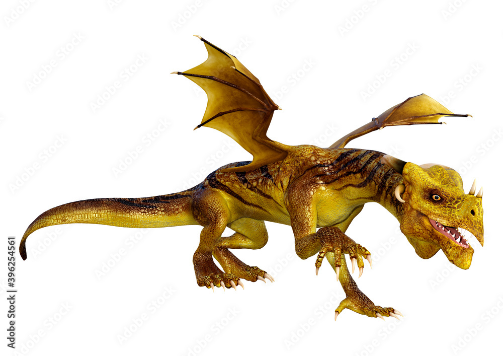 Fototapeta premium 3D Rendering Fairy Tale Dragon on White