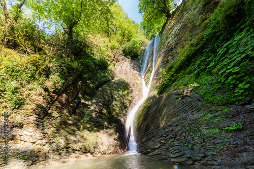 Orekhovsky Waterfall on Bezumenk s river - natural sight in the neighborhood of the city Sochi