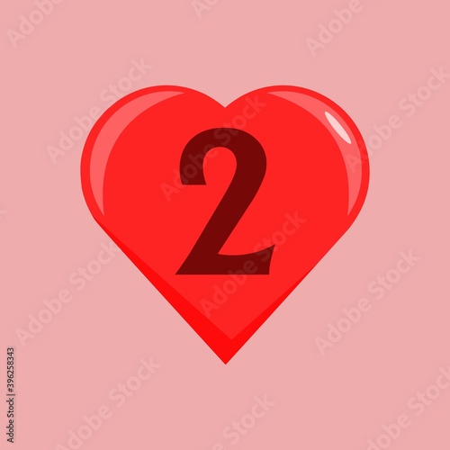 illustration of number 2 inside love logo. very pretty and beautiful. suitable for logo number 2.