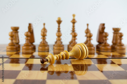 checkmate the white king in wood chess