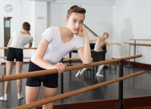 Young dancer oversees professional ballerina. High quality photo