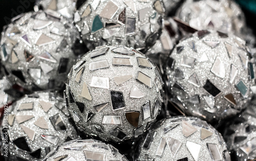 Background of silver Christmas balls