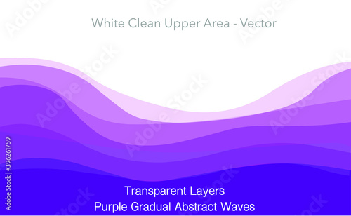 Purple abstract, wavy transition. Light to dark gradual blue violet smooth waves. Dune, sleep, luxury, tulle, mountains. Radish vegetables. Gradual change. White background. Illustration Vector