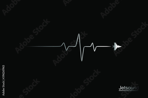 Jet heartbeat pulse line pop art potrait logo colorful design with dark background. Abstract vector illustration.