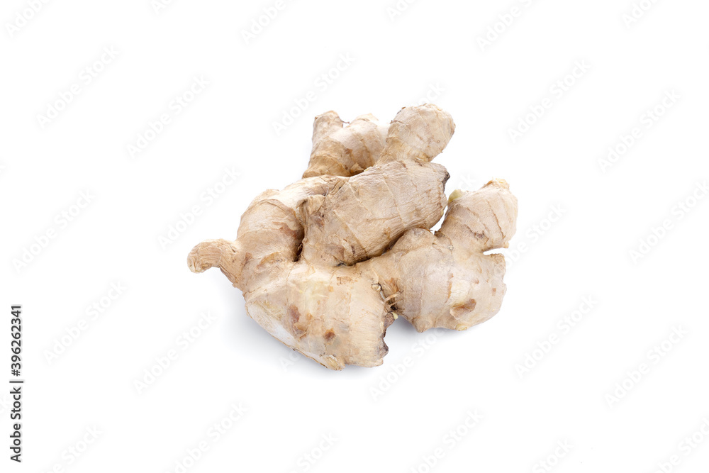 ginger root on white background