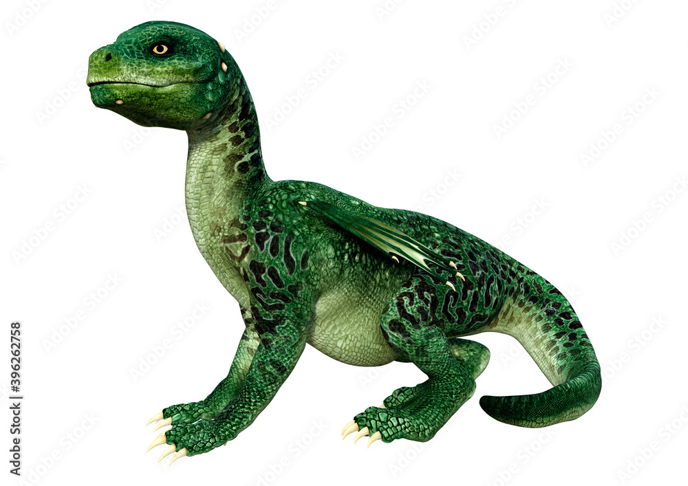3D Rendering Fairy Tale Dragon on White