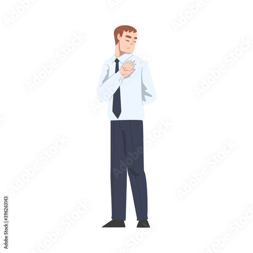Young Man Showing Rejection and Refusal Gesture with His Hand Vector Illustration