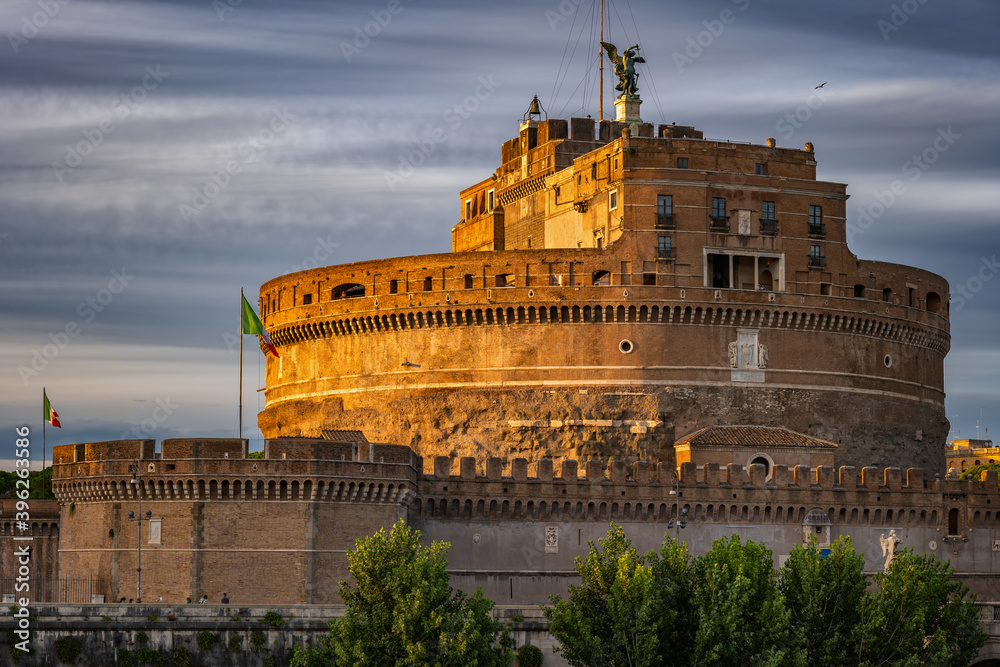 Castel Sant Angelo At Sunset In Rome, Italy