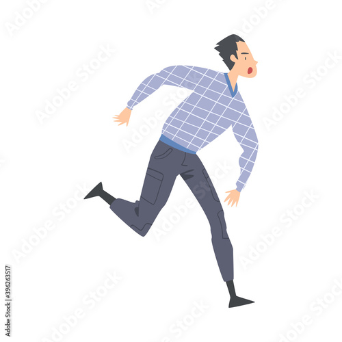 Aggressive Man Radical Engaged in Street Riot Vector Illustration
