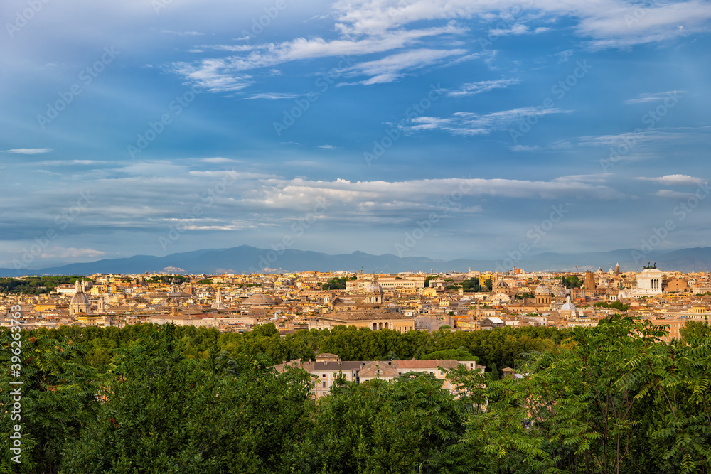 City Of Rome At Sunset From Janiculum Hill, Italy