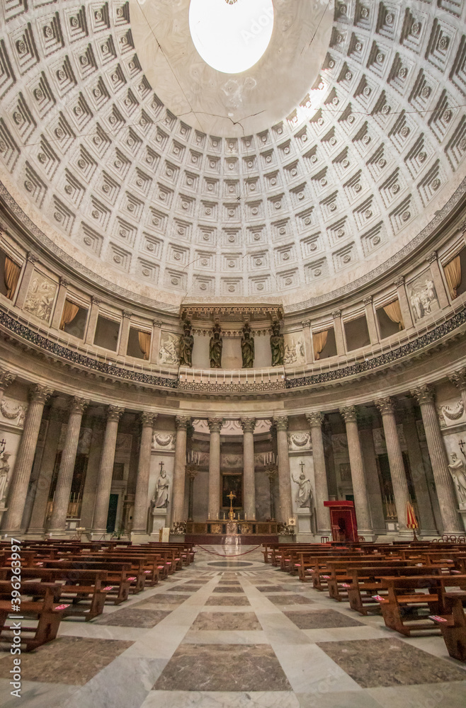 Naples, Italy - one of the main churches in Napoli, San Francesco di Paola was completed in 1816 under Bourbons rule. Here in particular it's interiors