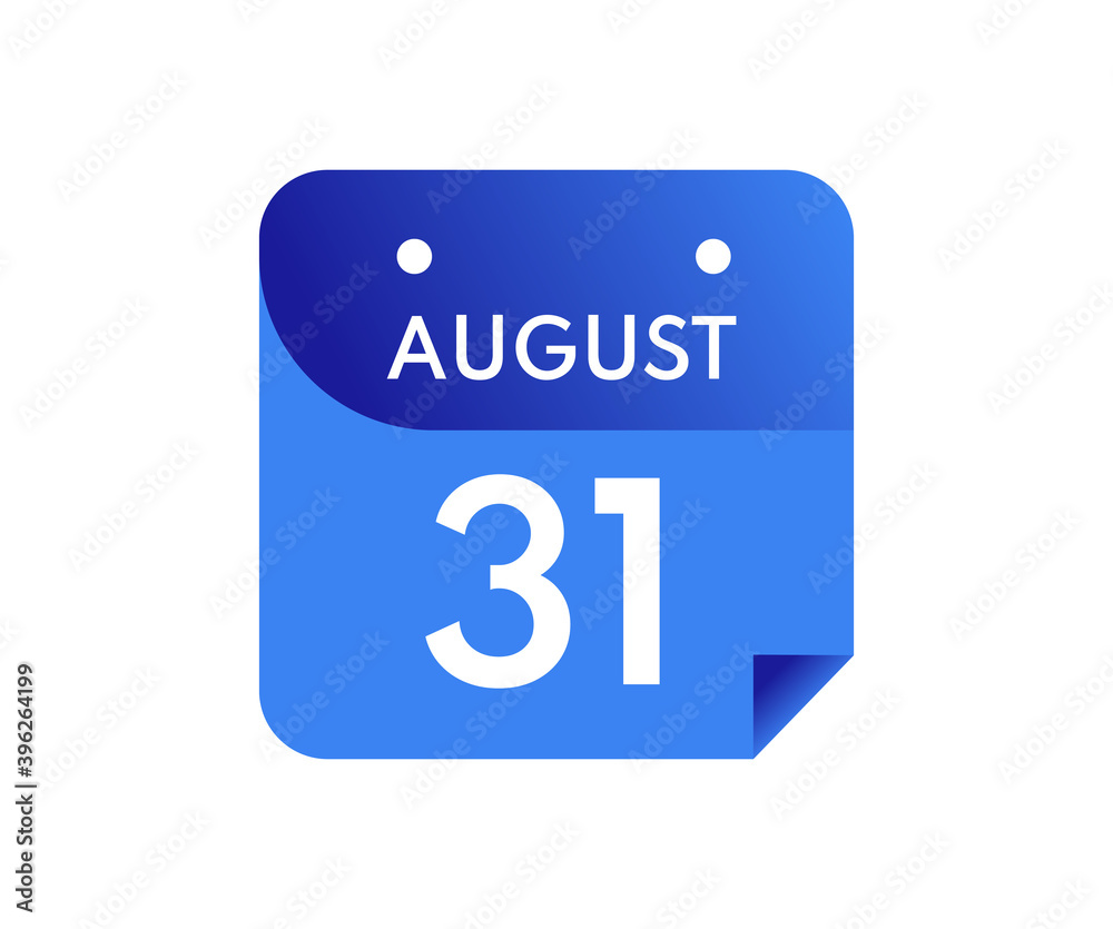 August 31 Date on a Single Day Calendar in Flat Style, 31 August calendar icon August 31 Date on a Single Day Calendar in Flat Style, 31 August calendar icon