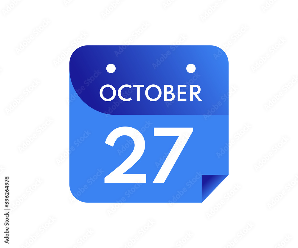 October 27 Date on a Single Day Calendar in Flat Style, 27 October calendar icon October 27 Date on a Single Day Calendar in Flat Style, 27 October calendar icon