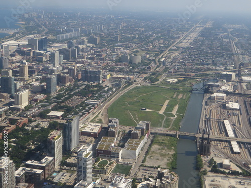 Chicago skyline as seen from Willis Tower  or Sears Tower  Skydeck in Chicago  Illinois