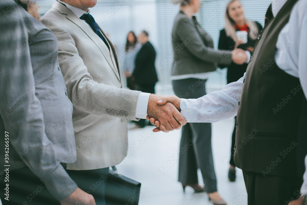 Fototapeta premium close up. successful businessman shaking hands with his business colleague.