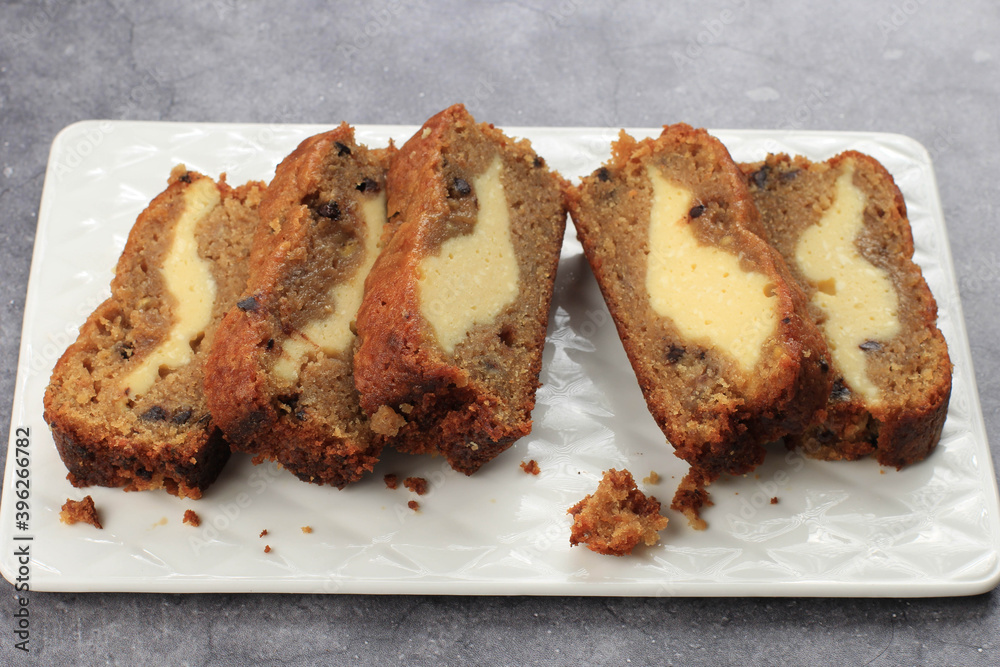 Sliced Cream Cheese Cheesecake Filled Banana Bread Sliced Cream Cheese Cheesecake Filled Banana Bread
