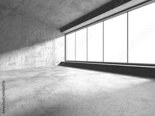 Dark Concrete Interior Architecture. Empty Room