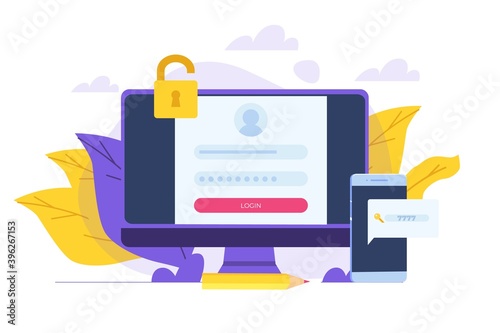 Online registration and sign up, Account authentication concept. Vector UI illustration.